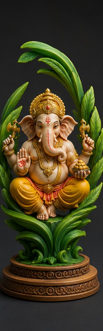 Ganesha Leaf-Aura Showpiece