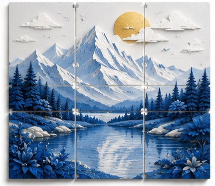 Zen Mountain Lake — 3D Wall Art