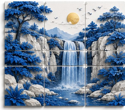 Waterfall Forest — 3D Wall Art